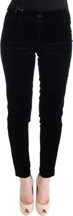 Ermanno Scervino Viscose Blend Velvet Cropped Pants - Dames - Slim Fit Broeken - Zwart - XS - Spandex - Broeken