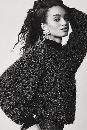 Maeve Mock-Neck Sparkle Sweater