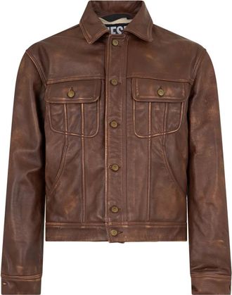 Diesel L-Riley Jacket - Heren - Jassen - Bruin - Maat: S Zijde