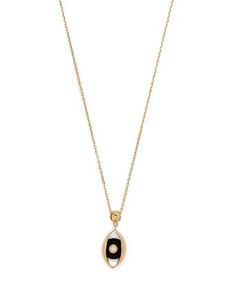 Zeemou Zeng 18kt yellow gold diamond Eye pendant necklace - women - 18kt Gold/Diamond/Emerald/Onyx - One Size