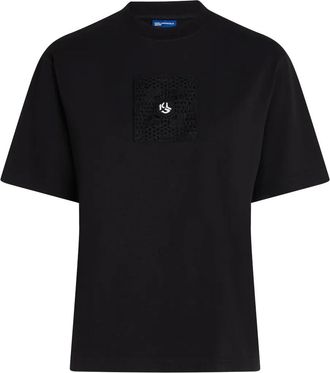 Karl Lagerfeld logo-embroidered T-shirt - Black