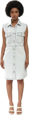 Off-white Sky Blue Solid Shirt Dress