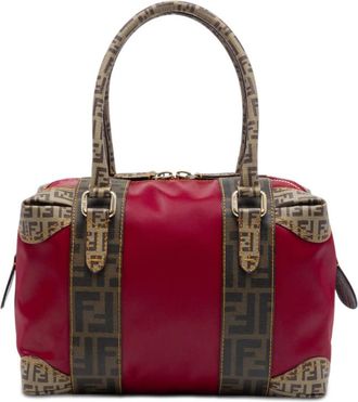 Fendi Pre-owned Fendi Zucca Trimmed Coated Canvas Mixed Media Boston Bag Ladies TEMUN61ENN2MMK0Z