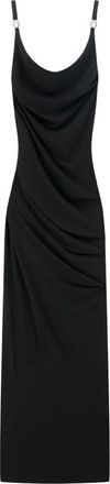 Coperni Zwarte Jurk met Diepe Rug en Metalen Detail - Dames - Maxi kleedjes - Zwart - 2XS - Polyester - Kleedjes