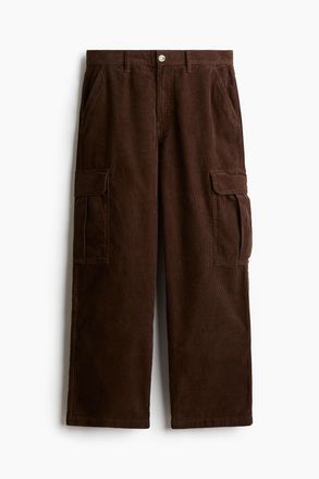 H&M Cargohose aus Cord in Loose Fit - Braun