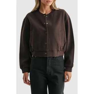 All in Favor Snap-Front Bomber Jacket in Chocolate at Nordstrom, Size X-Large