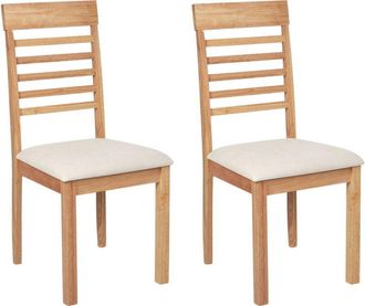 Beliani Set of 2 Dining Chairs Upholstered Light Wood Light Beige Ortley
