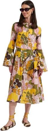 La DoubleJ Casanova Midi Dress Big Flower Rose Pink at Nordstrom, Size X-Small