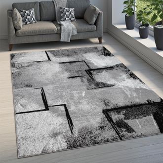 Paco Home Paco Home - Alfombra Sal&oacute;n Pelo Corto Vintage Motivo Moderno Abstracto Geom&eacute;trica Gris 200x290 Cm