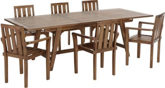 Macabane Conjunto de muebles de jard&iacute;n de teca aceitada para 8/10 personas