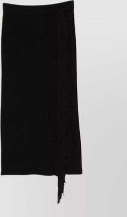 Emporio Armani ribbed knit fringed midi skirt