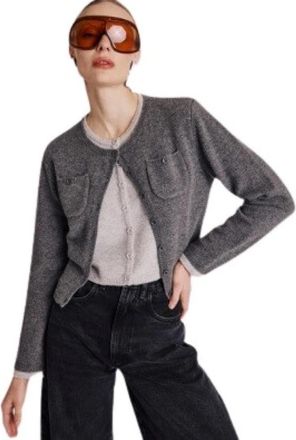 BERENICE Dubbele Gigi Cardigan - Dames - Vesten - Grijs - M - Wol - Truien & Vesten