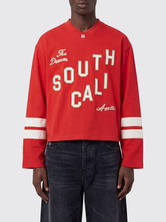 Amiri T-shirt a maniche lunghe in cotone con scollo a V e stampa slogan