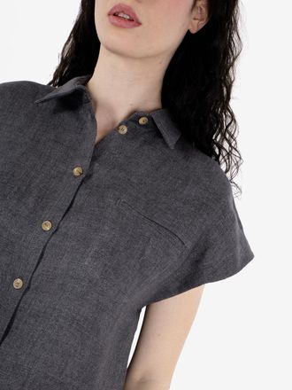 Alysi Camicia cropped in lino liquirizia