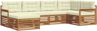 vidaXL Conjunto De Sof&aacute;s De Exterior 6 Uds. Natural Y Crema Vidaxl