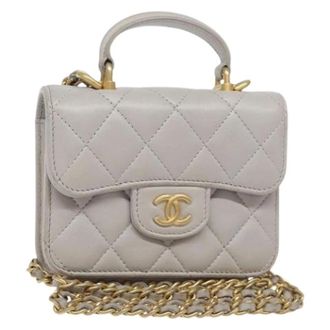 Chanel Pre-owned Mini Schoudertas - Dames - Pre-owned - Grijs - Maat: ONE Size Leer