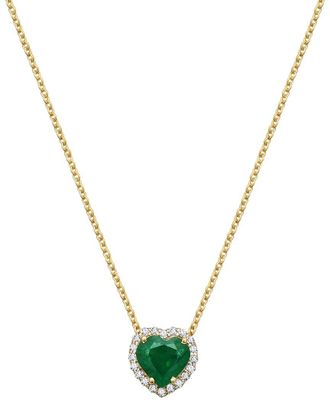 Forever Creations Forever Creations 14K 0.96 Ct. Tw. Diamond & Emerald Halo Heart Necklace