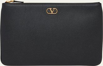 Valentino Garavani Medium Grain Leather Flat Pouch Bag