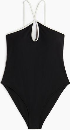 H&M Badeanzug mit Cut-outs und wattierten Cups - Schwarz