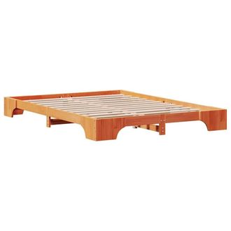 Berkfield Home Bed Frame Wax brown Solid Pine wood 140 x 200 cm Bed Frame