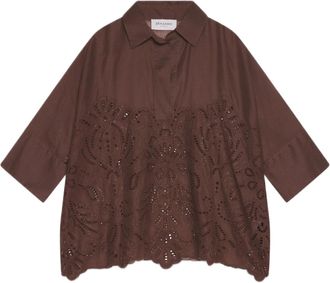 Ermanno Scervino Lightweight Cotton Muslin Shirt With San Gallo Embroidery