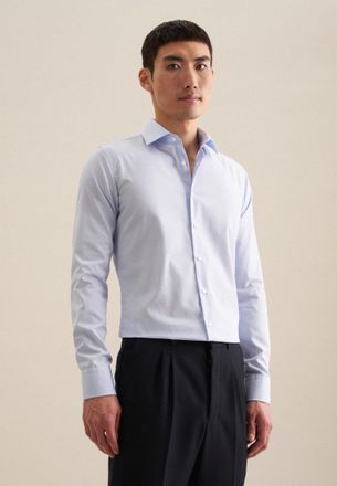 Seidensticker Businesshemd SEIDENSTICKER X-Slim, Herren, Gr. XS (36), normale &Auml;rmell&auml;ngen, blau (hellblau), 100% Baumwolle, gestreift, skinny fit, 2-Knopf-Manschett