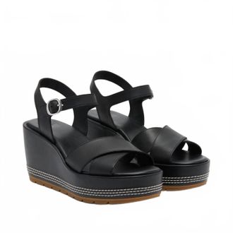Sorel Womens Sunpeak Wedge Ankle Strap Sandal In Black, Gum2