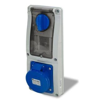 Rosi Collection Presa interbloccata verticale con sezionatore, ad incasso, con barra DIN, 230V, 3 poli, 16A, IP54 - Rosi 16.3214B6-ID
