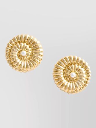 Self Portrait shell pearl brass earrings crystal accents