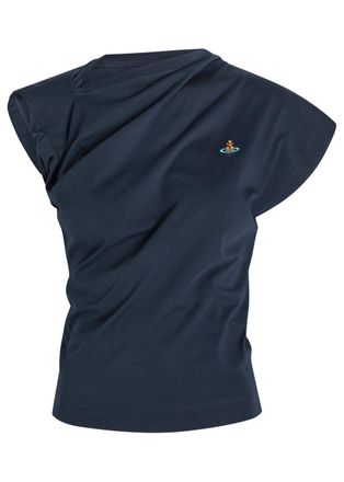 Vivienne Westwood Hebo Asymmetric Cotton T-shirt - Navy - XL (UK16 / XL)