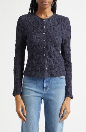 Veronica Beard Gillingham Cotton Blend Stretch Lace Cardigan in Navy at Nordstrom, Size X-Small