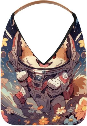 Generic Cute Space Dog Reusable Lightweight Grocery Bags - Foldable Into Compact Pouch, Washable & Sturdy, Multipurpose for Shopping and Travel