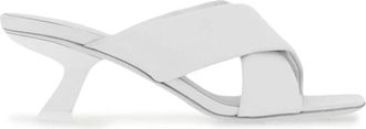 Ferragamo 55mm Mules met gekruiste bandjes - Dames - Muiltjes - Wit - 35 1/2 EU - Leer - Schoenen