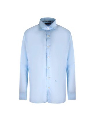 Aquascutum Mens Aquascutum Plain Long Sleeve Blue Shirt - Blue/Blue - Size: Regular/36
