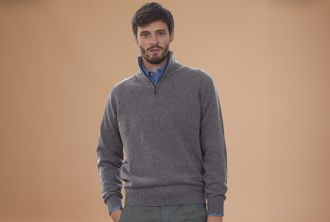 Bexley Jersey de hombre de lana con cuello con cremallera Gris moteado - KENNETH