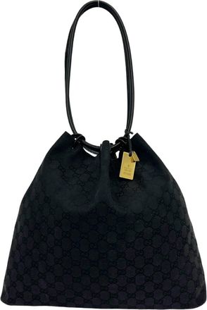 Gucci Black Canvas Leather Handbag Shoulder Bag Tote Bag (Pre-Owned)