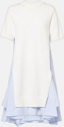 sacai Striped cotton-blend poplin midi dress