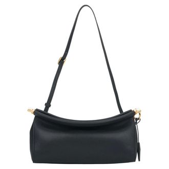 Estro & Luminara Shoulder Bags, female, Black, Size: ONE SIZE Leather Shoulder Bag with Gold Hardware