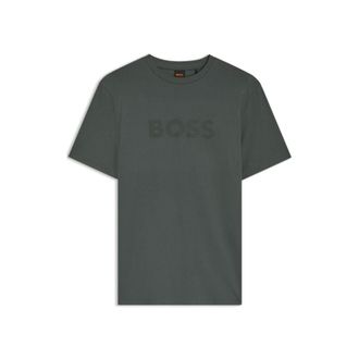 BOSS Cotton T-shirt with large tonal logo