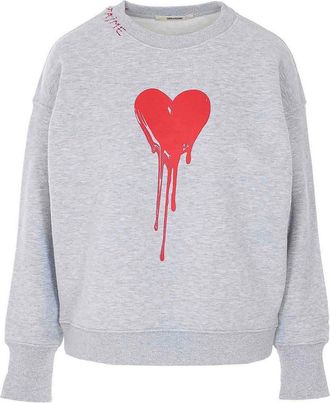 Zadig&Voltaire Grey Oscar Flowing Heart Sweatshirt