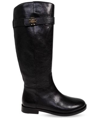 Tory Burch Lock Ridin Black Leather Boots