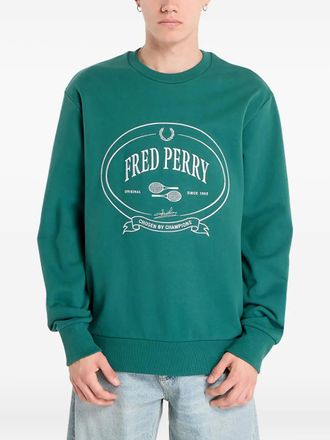 Fred Perry graphic crew-neck sweatshirt - men - Cotton - L - Green