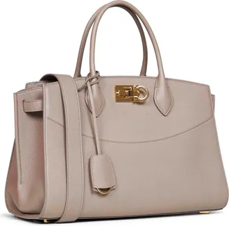 Ferragamo Womens Calf Leather Handbag Studio Mud Handbags Hand Bags