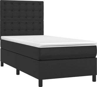 vidaXL Vidaxl - Cama Box Spring Y Colch&oacute;n Led Cuero Sint&eacute;tico Negro 90x200 Cm