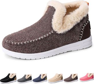 Generic Cozy Orthopedic Fleece Slip-On Boots, Winter Warm Plush Lined Non-Slip Comfort Shoes, for Men and Women (Brown,11.5)