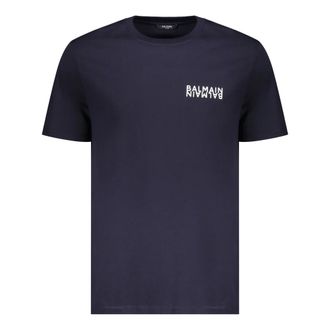 Balmain T-Shirts, male, Blue, Size: 2XL Short sleeve cotton t-shirt