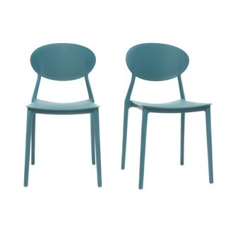 Miliboo Lote De 2 Sillas Modernas Azul Petroleo Polipropileno Anna