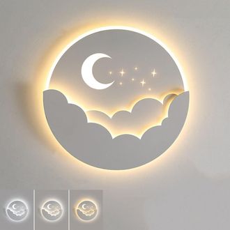 OEM Lampe Murale - Led 28 W - 3000k 4000k 6000k - Design Etoile Lune - Pour Chambre Enfant Salon Couloir - 1 Piece - Blanc