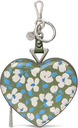 Kate Spade New York liv painterly bouquet smooth leather heart coin purse in Cedar Stand Multi at Nordstrom