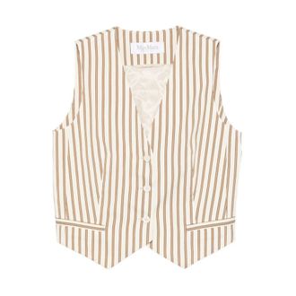 Max Mara Vests, female, Beige, Size: 2XS Gilet a righe con bottoni